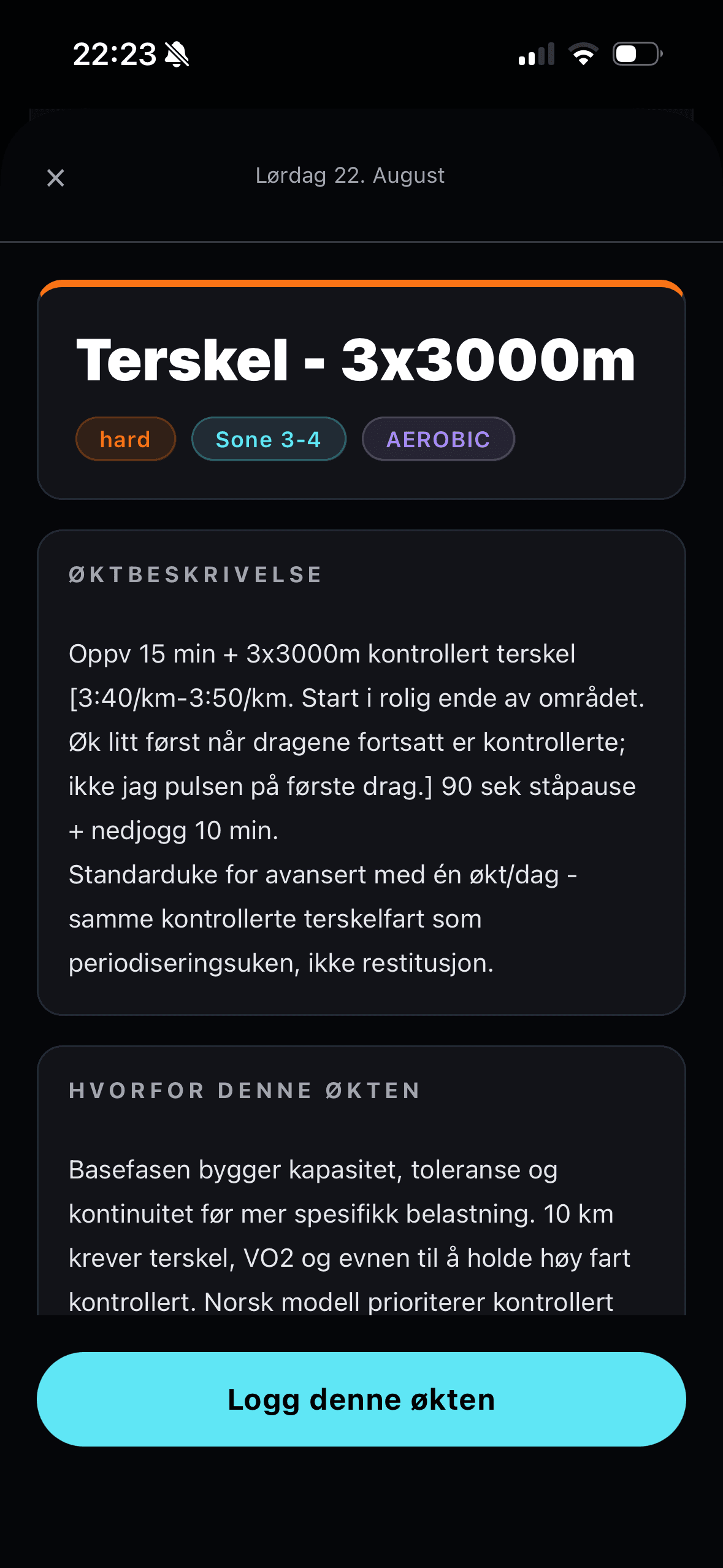Skjermbilde av Joggis-appen: Hvorfor denne økten